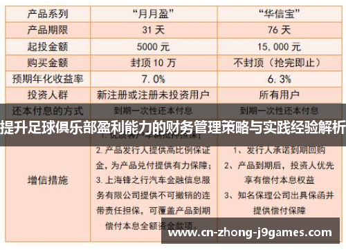 提升足球俱乐部盈利能力的财务管理策略与实践经验解析 提升足球俱乐部盈利能力的财务管理策略与实践经验解析